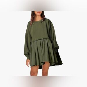 Caracilia Women Oversized Sweatshirt Dress Long Sleeve Crewneck Pullover